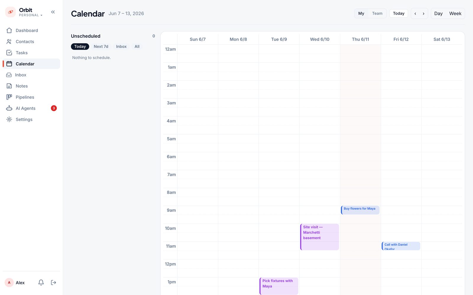 Orbit booking calendar